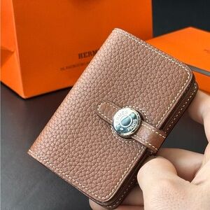 Hermes Brown Pebbled Leather Wallet